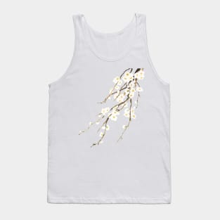 white plum flowers blossom watercolor Tank Top